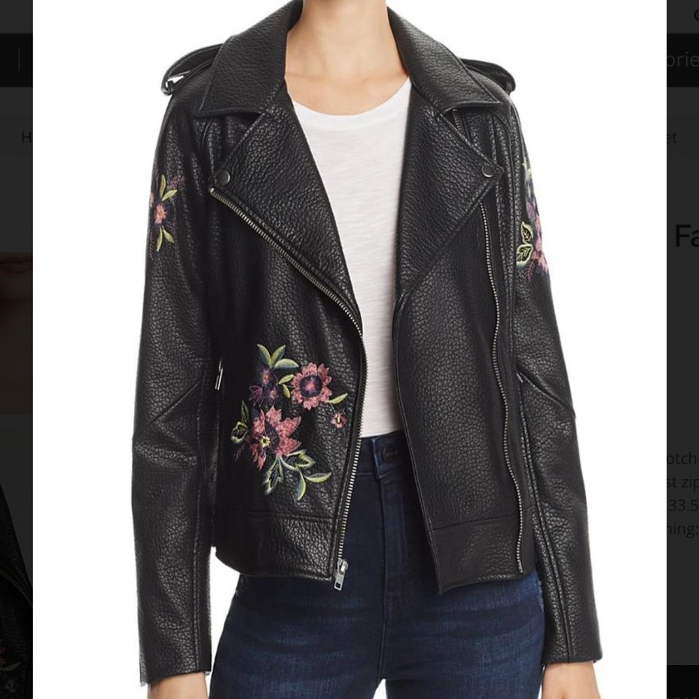 Baxley Embroidered Faux Leather Jacket